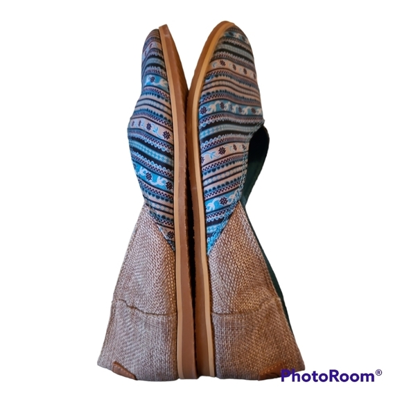 Piranda* Dignity* Slip on Flats* Blue/Tan Print* Sz 9 - Picture 3 of 8